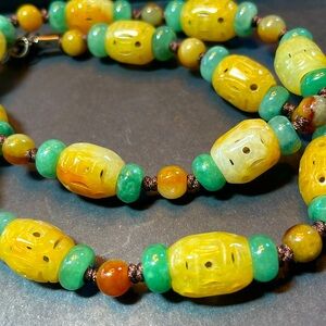 Jade carved beaded necklace